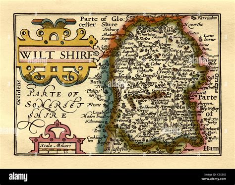 Wiltshire Old English County Map By John Speed Circa 1625 Stock