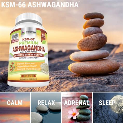 Ashwagandha Ksm 66 1200mg Supplement With Black Pepper For High