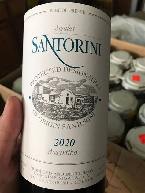 2020 Sigalas Assyrtiko Santorini Greece Aegean Cyclades Santorini