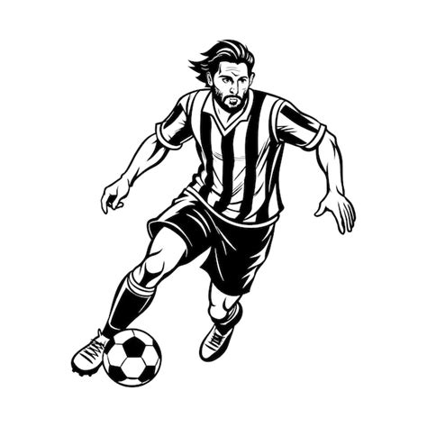 Premium Vector | Soccer player running with ball vector sketch art