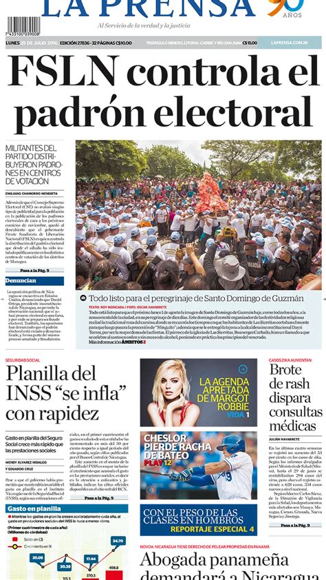 La Prensa Nicaragua Lunes 25 De Julio De 2016 Infobae