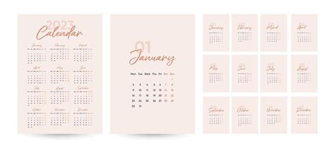 Monthly Calendar 2023 Template In Trendy Minimalist Style Cover