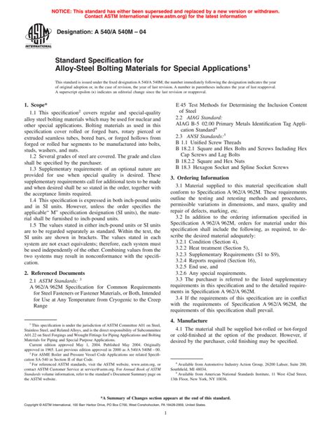 Astm A A M Standard Specification For Alloy Steel Bolting