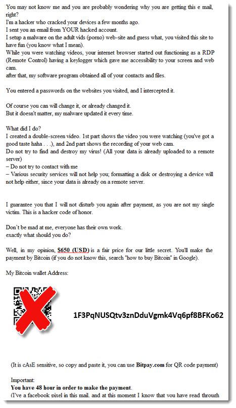 Sextortion Email Variant With Qr Code Sans Internet Storm Center