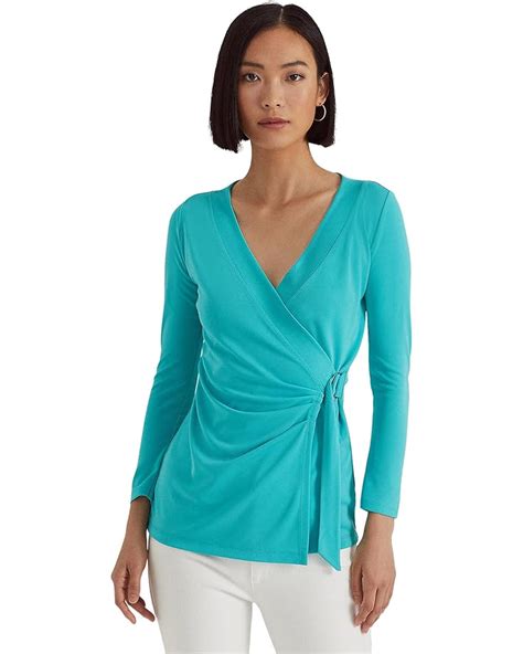 Womens Lauren Ralph Lauren Stretch Jersey Surplice Top