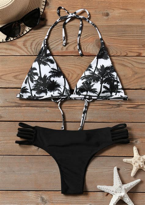 Sequined Halter Splicing Bikini Set Fairyseason