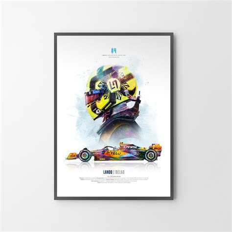 Lando Norris F1 Car And Helmet Poster Print 2023 Mcl60 Mclaren Etsy Uk