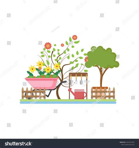 Gardening Equipmentstools Working Gardenvector Illustration Stock