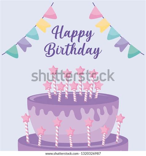 Happy Birthday Card Sweet Cake Stock Vector Royalty Free 1320326987