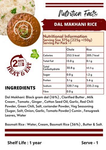 Dal Makhani Rice Combo Meal 375 G Packaging Type Packet At Rs 150