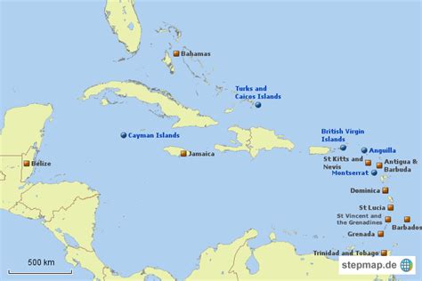 Stepmap British Possessions In The Caribbean Landkarte Für Nordamerika