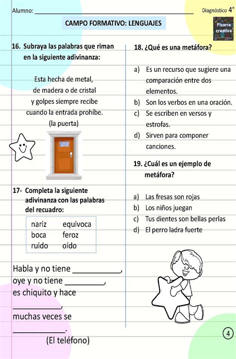 Examen DiagnÓstico Para 4°grado Y 4º De Primaria 2023 2024 Imagenes Educativas