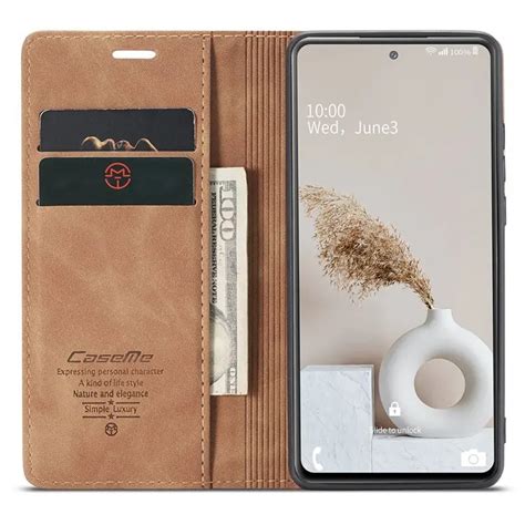 CASEME 013 Series Auto Absorbed Leather Folio Flip Stand Wallet Case