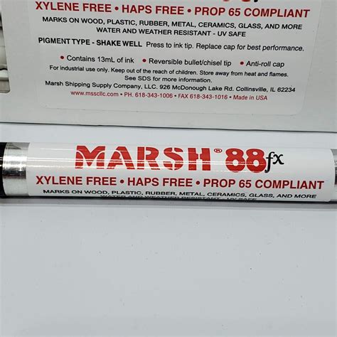 Marsh 88fx Metal Paint Markers White M88fx Wp Case Of 12 New Made In The Usa 848109031583 Ebay