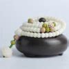 Natural White Bodhi Root Beads Lotus Japamala Prayer Bracelet