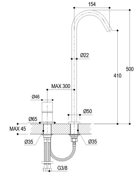 Ritmonio Diametro35 Concrete Bateria Umywalkowa 2 Otworowa Stal