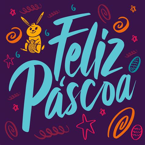 Feliz Pascoa Lettering Colorido Composição Padrão Ilustração Download