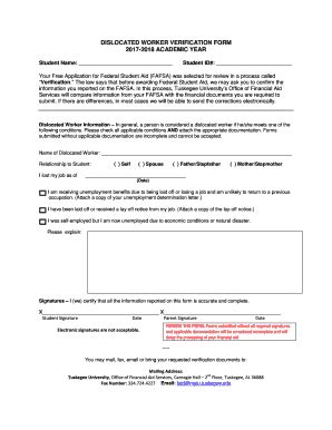 Fillable Online DISLOCATED WORKER VERIFICATION FORM Fax Email Print