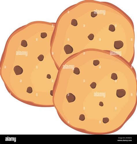 Chocolate chip cookie, illustration, vector on white background Stock ...