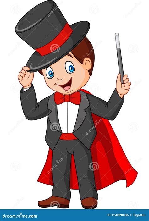 Cartoon Magician Holding Magic Wand Stock Vector - Illustration of ...