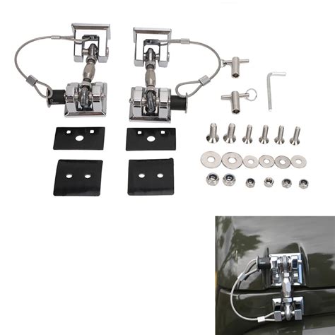 2x For Jeep Engine Hood Lock Latches With Key Locking Catch Kit For Jeep Wrangler Jk Sahara