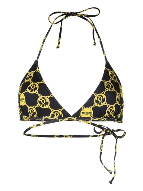 Moschino Double Question Mark Bikini Top In Black Off Editorialist