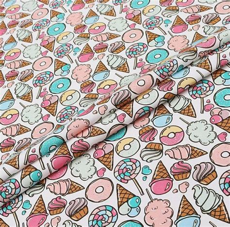 Cotton Fabric By The Yard Percale Food Fabric Print By The Etsy