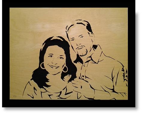 Rusty And Linda Scroll Saw Portrait Wood Burning Art Picture On Wood Artwork