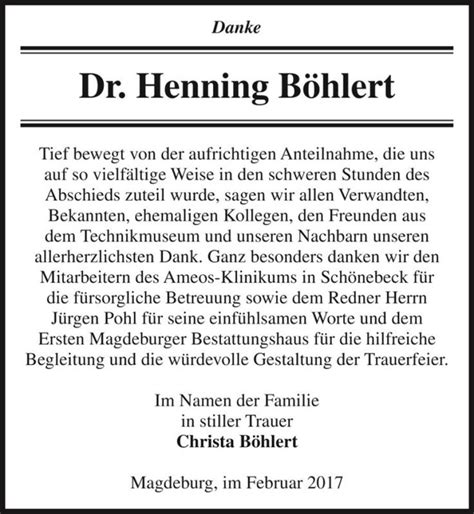 Traueranzeigen von Dr Henning Böhlert abschied nehmen de