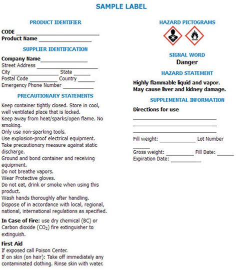 Osha Ghs Label Template | TUTORE.ORG - Master of Documents