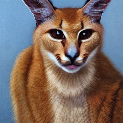 KREA AI Fullbody Portrait Of Cute Fluffy Caracal Wearing