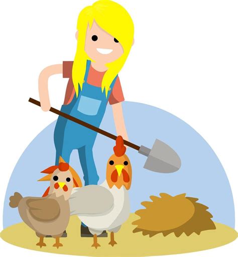 Woman With Shovel In Village Cartoon Flat Illustration Summer Season