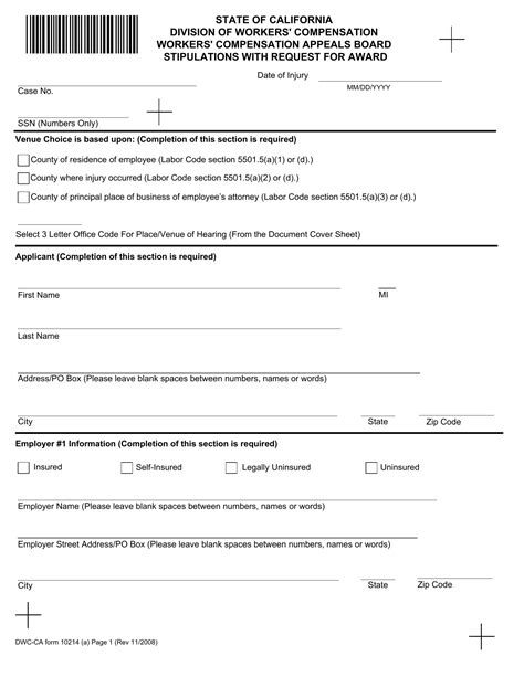 Dwc Ca Form 10214 Fill Out Printable PDF Forms Online