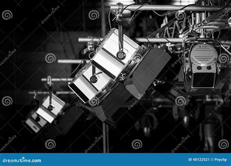 Stage Lights, Black & White Stock Image - Image of performing, supply ...