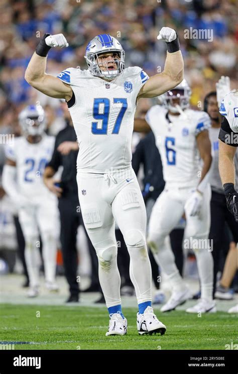 Detroit Lions Defensive End Aidan Hutchinson 97 Reacts During The