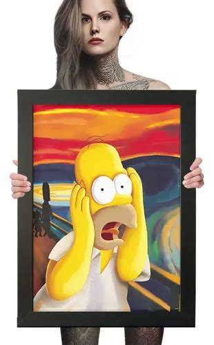 Quadro Homer Simpson O Grito Arte Poster Moldurado X Cm