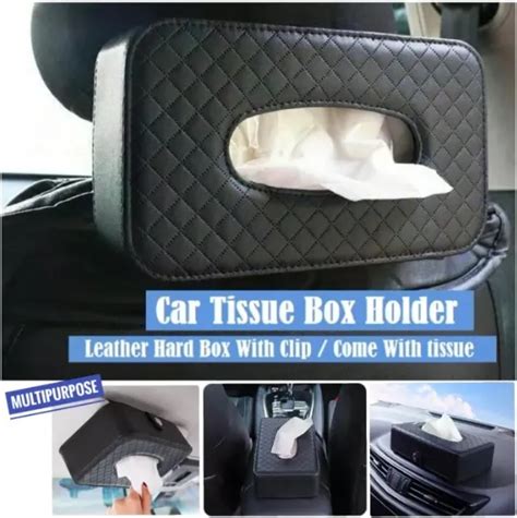 Premium Leather Car Tissue Box Holder Multipurpose Sun Visor Back Seat