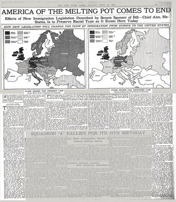 AMERICA OF THE MELTING POT COMES TO END; Effects of New Immigration Legislation Described by ...