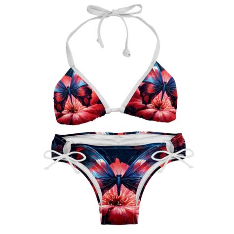 Butterfly Detachable Sponge Adjustable Strap Bikini Set Two Pack