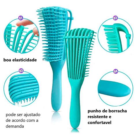 Escova Polvo Pente Para Cabelo Cacheado Escova Desembara Adora Para