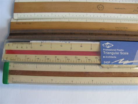 Lot Of Five Drafting Mechanical Engineer Rulers Triangle Dietzgen