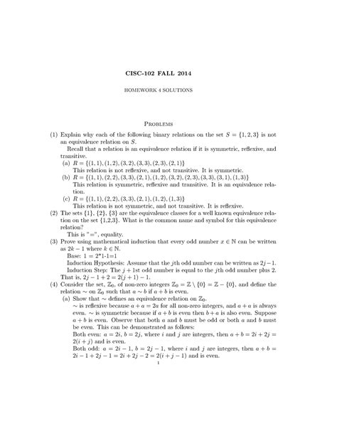 Cisc Fall Homework Solutions Cisc Fall Homework