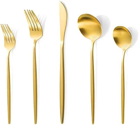 Berglander 20 Piece Titanium Gold Plated Stainless Steel Flatware Set