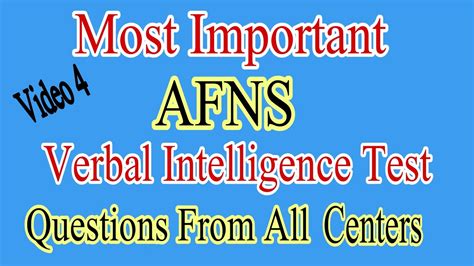 Afns Most Important Verbal Intelligence Test Questions Afns