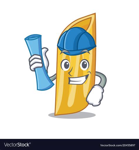 Architect Penne Pasta Character Cartoon Royalty Free Vector