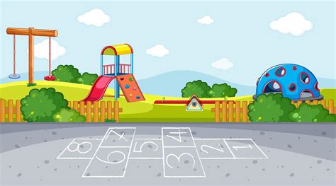 Hopscotch on playground background 7563488 Vector Art at Vecteezy