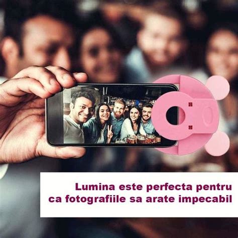 Lampa Led Roz Siks Selfie Ring Urs Lumina Portabila Pentru Telefon