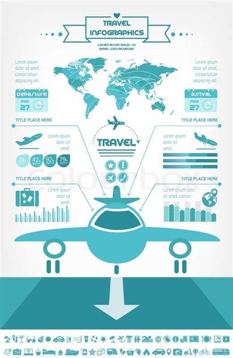 Flat Infographic Elements Plus Icon Set Vector Eps Vector