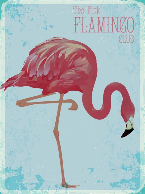 Flamingo Bird Vintage Poster Free Stock Photo Public Domain Pictures