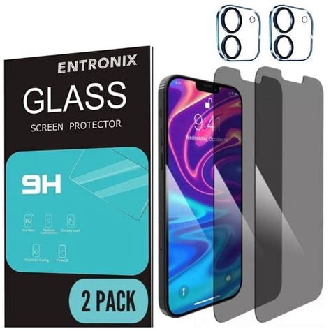 Entronix Iphone 12 Privacy Screen Protector 4 Pack Anti Spy Tempered Glass With Camera Lens